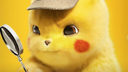 Pokemon Detective Pikachu (2019) - fantasy, poster, yellow, pokemon, cute, movie, detective pikachu