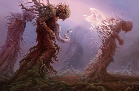 :) - creature, pictura, fantasy, tomasz alen kopera, blue, painting, art, pink