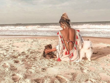 ~ Beach Bliss - beach, sea, waves, woman