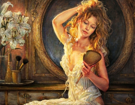 :) - helene beland, painting, art, girl, pictura