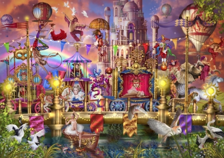 Magic Circus Parade - colorful, fantasy, parade, ciro marchetti, art, circus