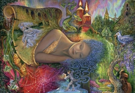 Dreaming in colors - painting, sleep, art, girl, pictura, josephine wall, fantasy