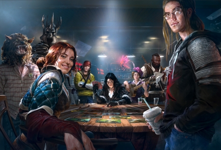 The Witcher - people, the witcher, johannes voss, triss, art, bar