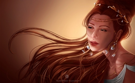 Just breathe - face, redhead, girl, jewel, whispersss, fantasy, wind