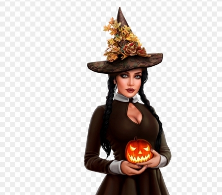 Witch - halloween, witch, pumpkin, hat, fantasy, black, alex prihodko