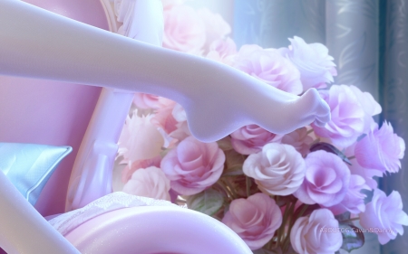 Beauty (detail) - trandafir, leg, frumusete, rose, fantasy, foot, white, cavan and danny, luminos, pink, flower