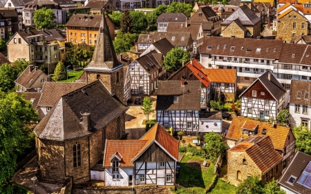 Old Town - old, town, church, houses