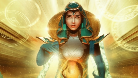 Sona - league odyssey, fantasy, yellow, green, girl, sona