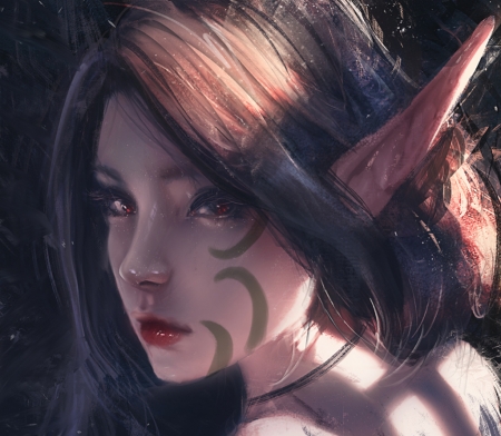 Elf - elf, frumusete, fantasy, girl, trungbui42, face, art, luminos