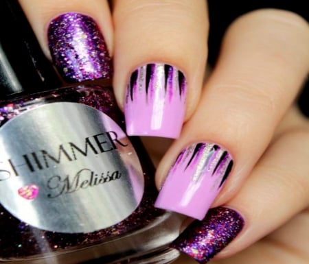 Purple Hand Art - nails, purple, hand, art