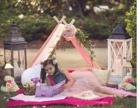 Little girl - princess, people, hair, belle, book, sightly, white, face, childhood, fair, lamp, little, bonny, lying, adorable, wallpaper, child, barefoot, beautiful, pink, sweet, feet, beauty, nice, photography, leg, read, pretty, baby, tree, cute, outdoor, kid, dainty, girl, summer, lovely, pure, comely, desktopnexus, blonde