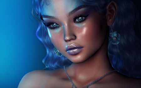 Girl - Girl, Lips, Face, Look, Rendering