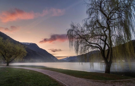 Wonderful moments - lake, sunset, water, tree