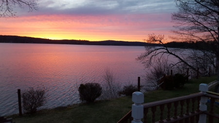 Rainbow Sunset - Sunset, Lakes, Nature, Sky