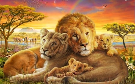 Lions - lion, leu, animal, family, adrian chesterman