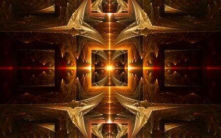 Trapped Temple Wall - abstract, orange, squares, fractal