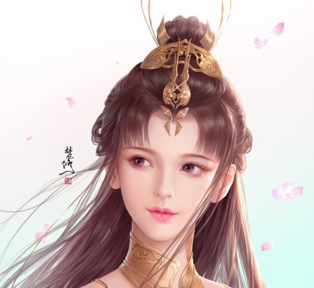 Princess - fanxiu, girl, fan xiu, pink, jewel, frumusete, fantasy, princess, face, asian, luminos