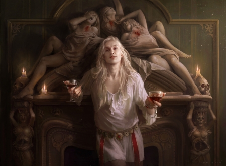 Spellbinding terror - vampire, fantasy, martina fackova, man, art, luminos, glass