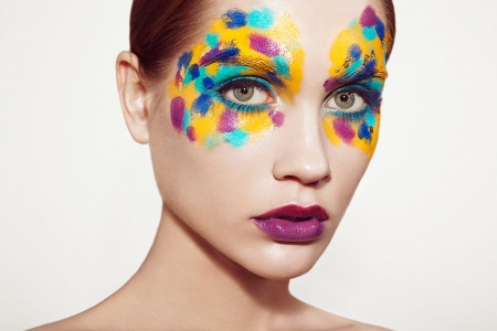 Beauty - woman, face, girl, colorful, eye, model, makeup