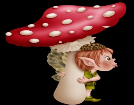 It's Mine - Red, Elf, Polka Dots, Top Of Nut, Hat, Mushroom, Abstract