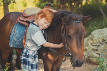 ♥ - boy, copil, love, horse, child