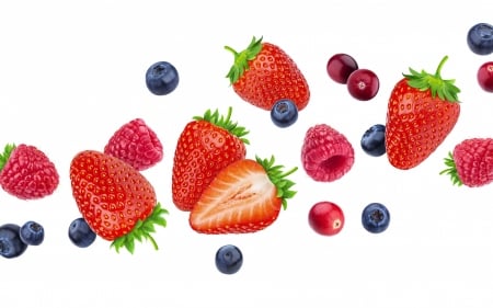 Fruits - strawberry, white, raspberry, red, berry, fruit, blueberry