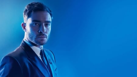 Ed Westwick - face, actor, ed westwick, blue, man