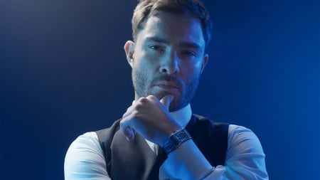 Ed Westwick - face, ed westwick, actor, blue