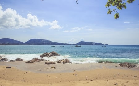 Beach - sky, beach, sand, sea, waves