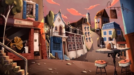 Houses - art, city, house, fantasy, dilara karakas