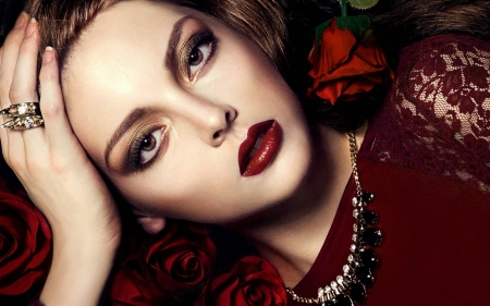 portrait - face, models, roses, portrait, photography, fashion, blonde, makeup