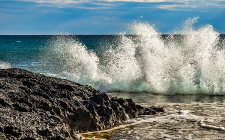 Rocky Coast in Cyprus - sea, coast, Cyprus, wave