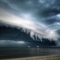 Ominous Creepy Shelf Cloud Darken Sunset