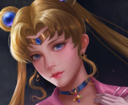 Sailor Moon - anime, girl, chunwhei lee, sailor moon, frumusete, manga, fantasy, face, luminos