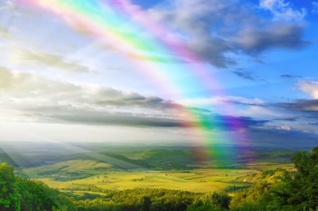 Rainbow valley - view, valley, rainbow, sky, hills, beautiful