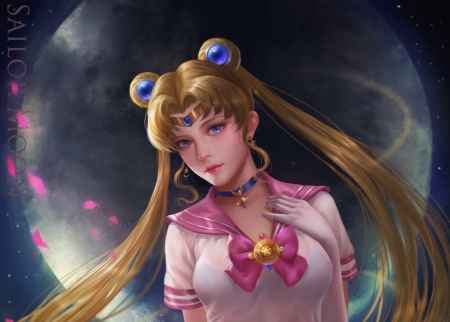 Sailor Moon - girl, chunwhei lee, luminos, pink, anime, fantasy, manga, sailor moon