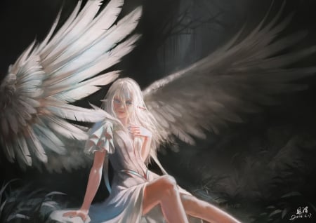 Angel - enze fu, fantasy, wings, girl, angel, luminos