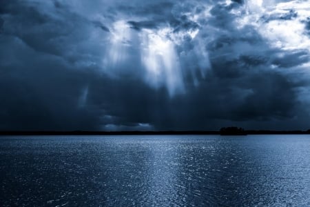 Storm Over Lake Hartwell - water, lake, clouds, storm