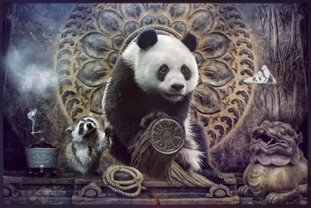 :) - bear, black, fantasy, urs, white, raton, panda, raccoon