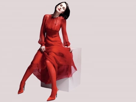 Michelle Dockery - Lady In Red - Michelle, Dockery, beautiful, hot, dress, singer, actress, stockings, red, model, 2019, Michelle Dockery, heels, wallpaper