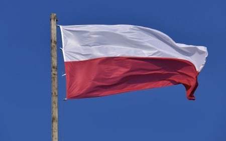 Flag of Poland - white, Poland, red, flag, sky