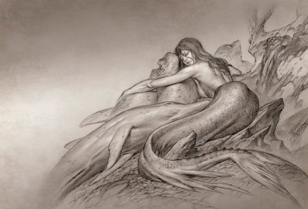 Mermaids - paolo barbieri, summer, girl, death, fantasy, siren, mermaid, art, vara