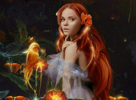 :) - redhead, girl, fantasy, vladnoxart