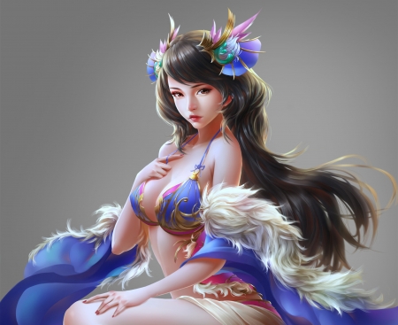 Fantasy girl - xinbin gao, girl, blue, frumusete, fantasy