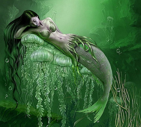 Siren - nature, abstract, mermaid, 3d, green, animal, wierd