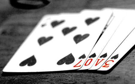 Love - white, red, numbers, cards, letters, black