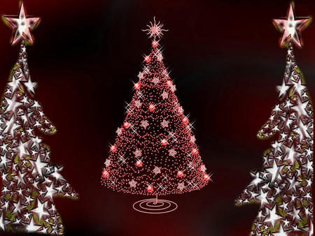 Christmas-tree - red, romence, funny, animal, cute, women, road, water, colour, love, cartoon, heart, hearts, 3d, fentasy