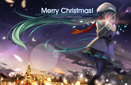 Merry Cristmas! - christmas, vocaloid, anime, twintails, twilight, hatsune miku