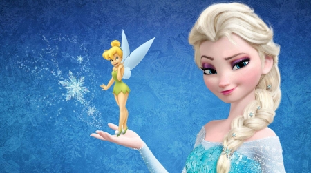 ♥ - winter, blue, snow queen, tinkerbell, fantasy, frozen, fairy, princess, elsa, disney