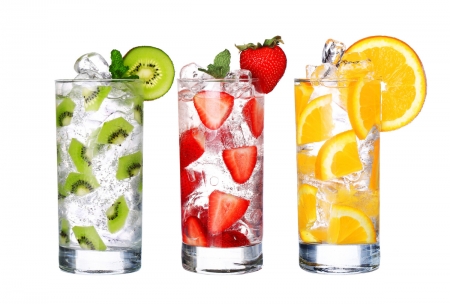 Summer drinks - strawberry, yellow, summer, orange, cocktail, drink, red, green, fruit, vara, glass, kiwi